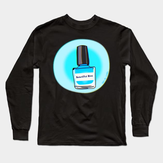 Beautiful Blue Nail Polish Long Sleeve T-Shirt by ROLLIE MC SCROLLIE